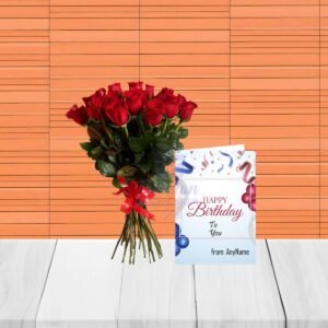 Happy Bloom Roses and Birthday Card Gift Combo